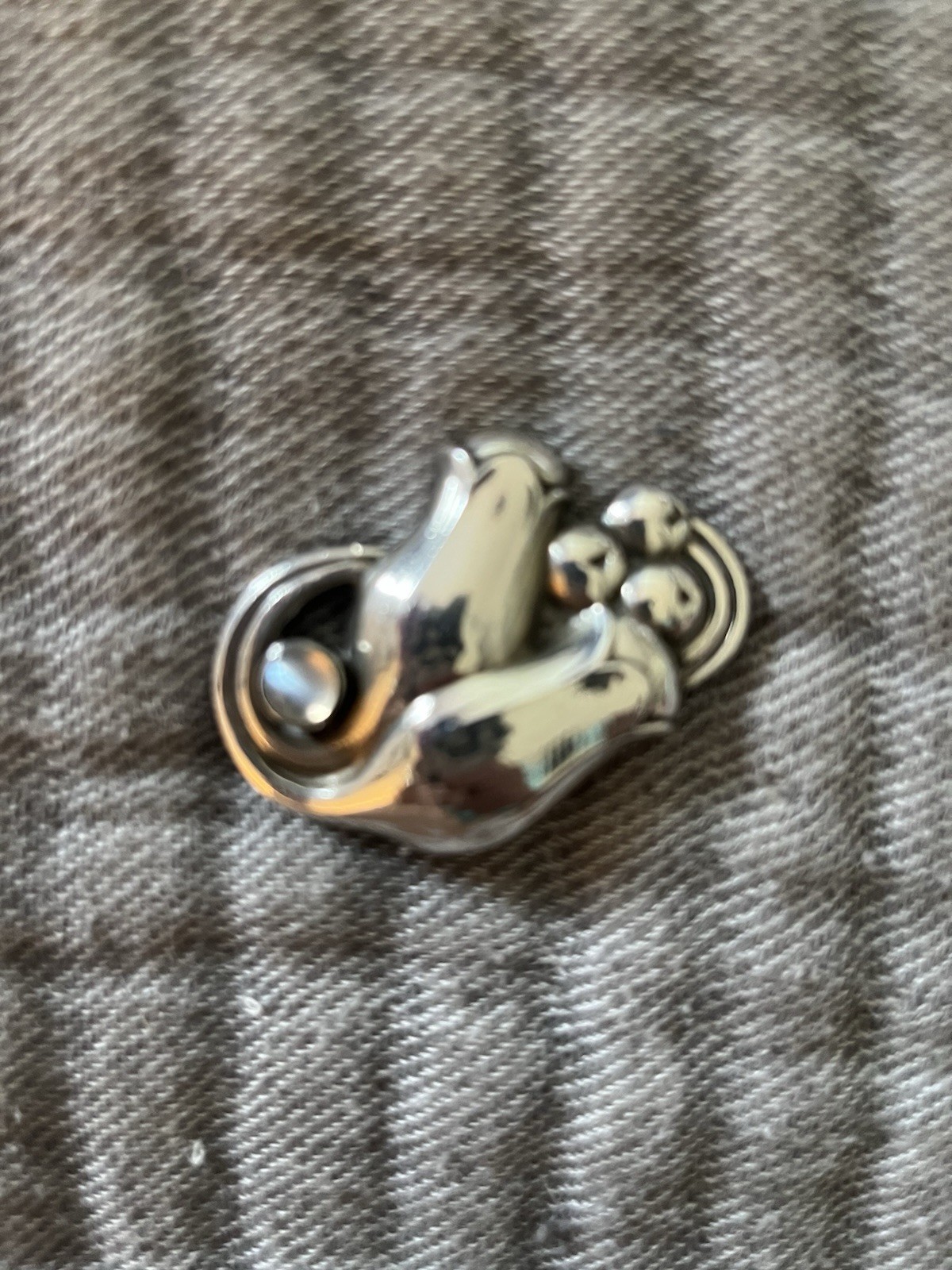 Georg Jensen Sterling Silver Brooch #100B With Moonstone