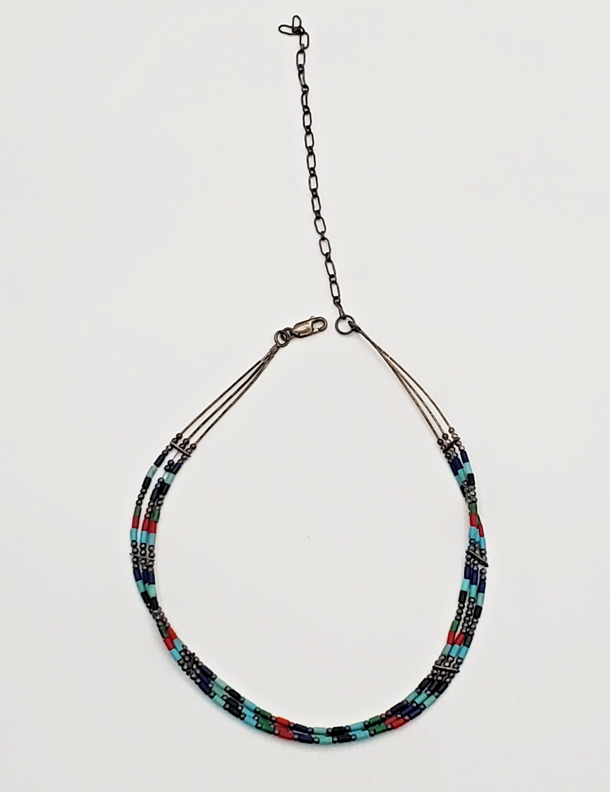 VTG 925 Southwestern Choker 17in Necklace Sterling Silver 6gtw Adjustable Length