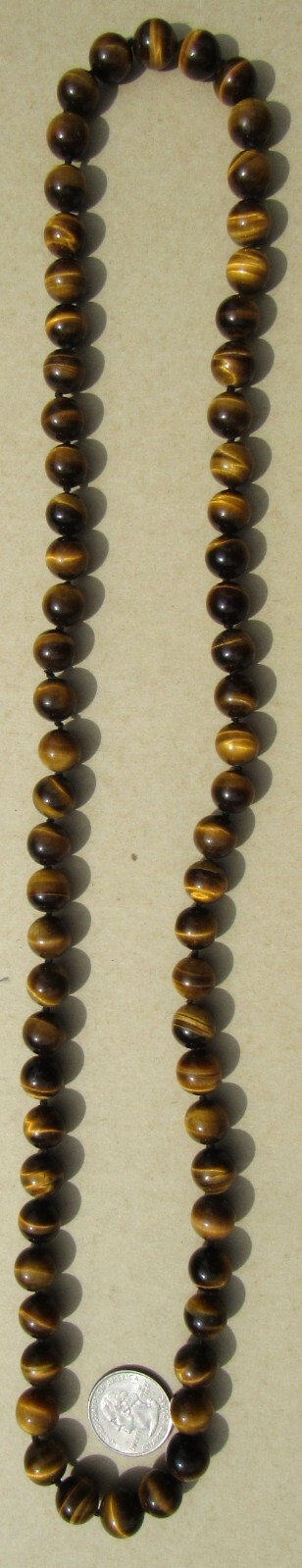 VINTAGE CHINESE EXPORT TIGER’S EYE KNOTTED 1/2″ BEADS NECKLACE 34″ /165 GRAMS