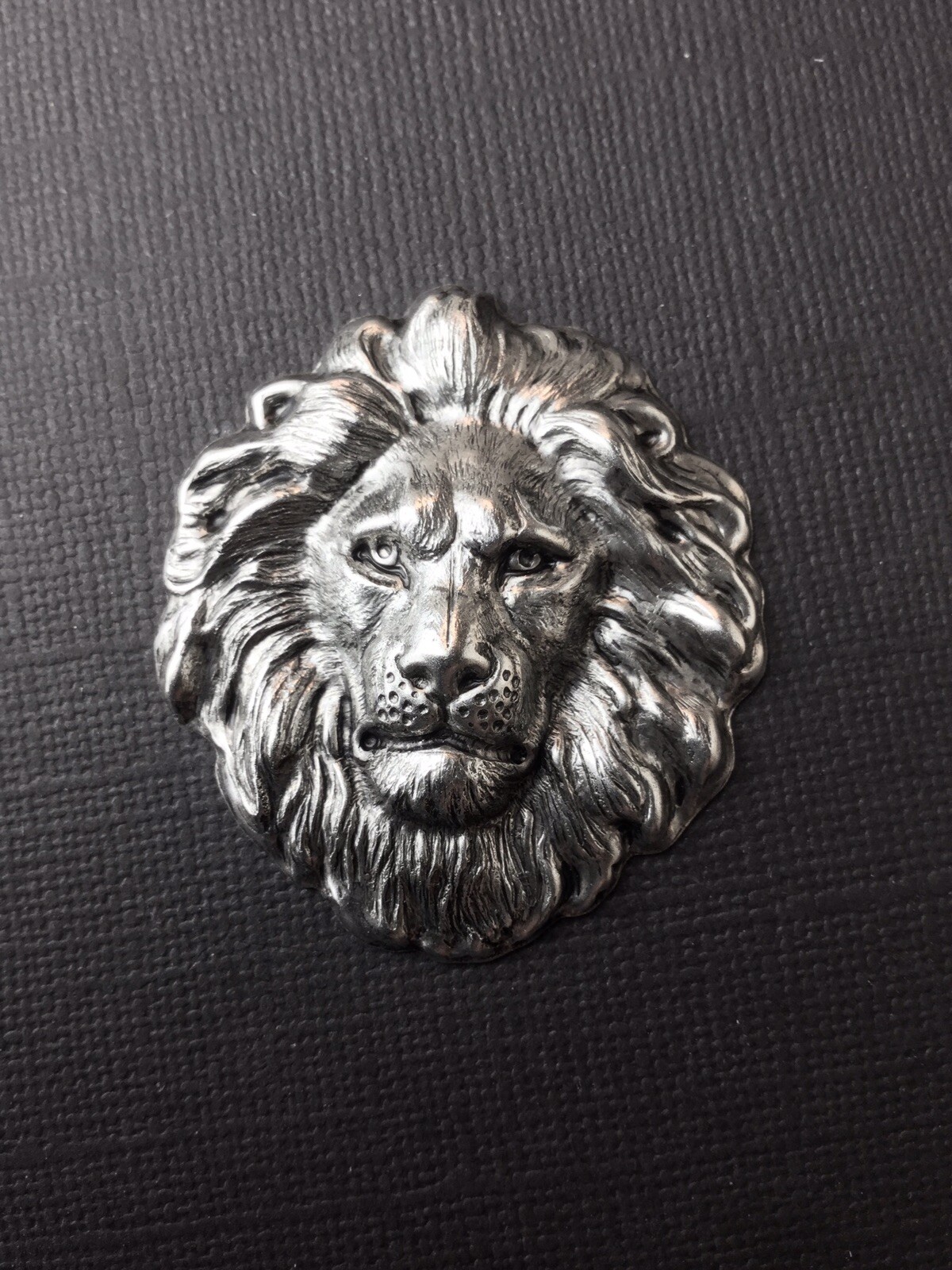 45064 Large Lion Head Jewelry Finding Matte Silver Oxidized