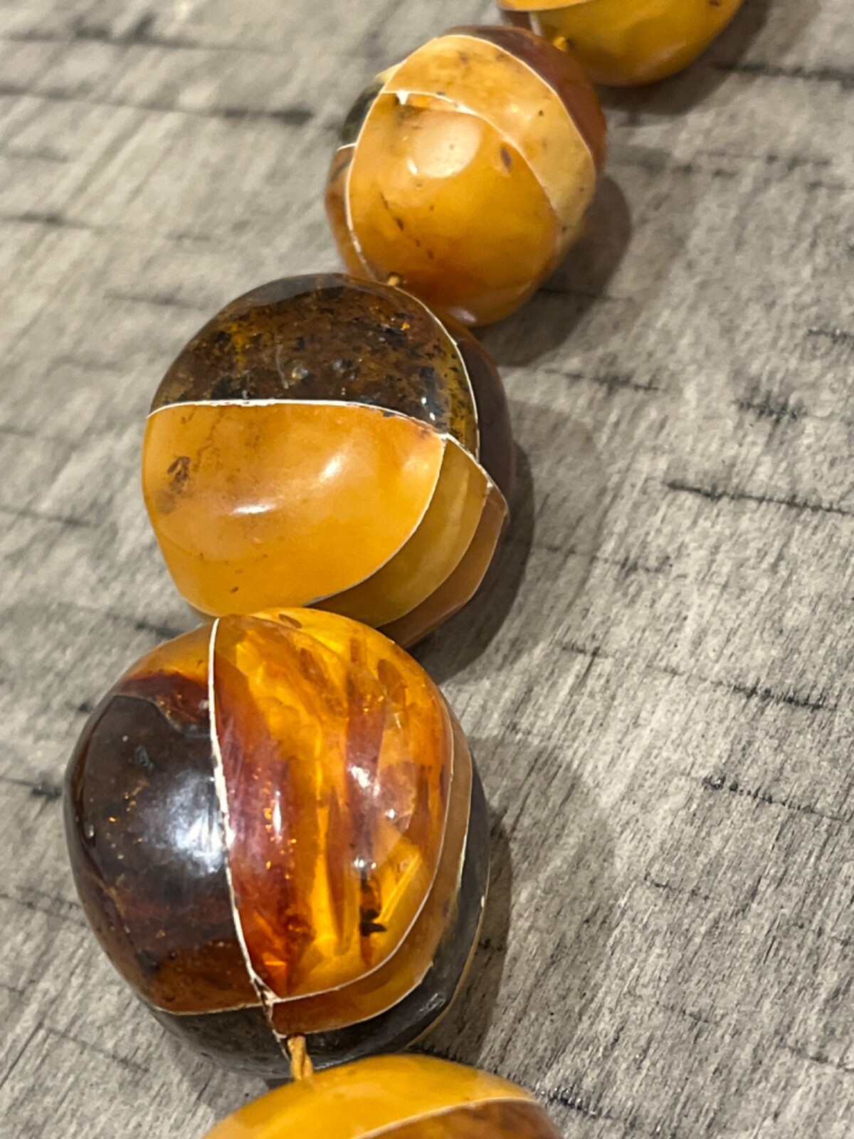OLD massive butterscotch baltic amber cobblestone-work 26.5″ necklace 062024eH@