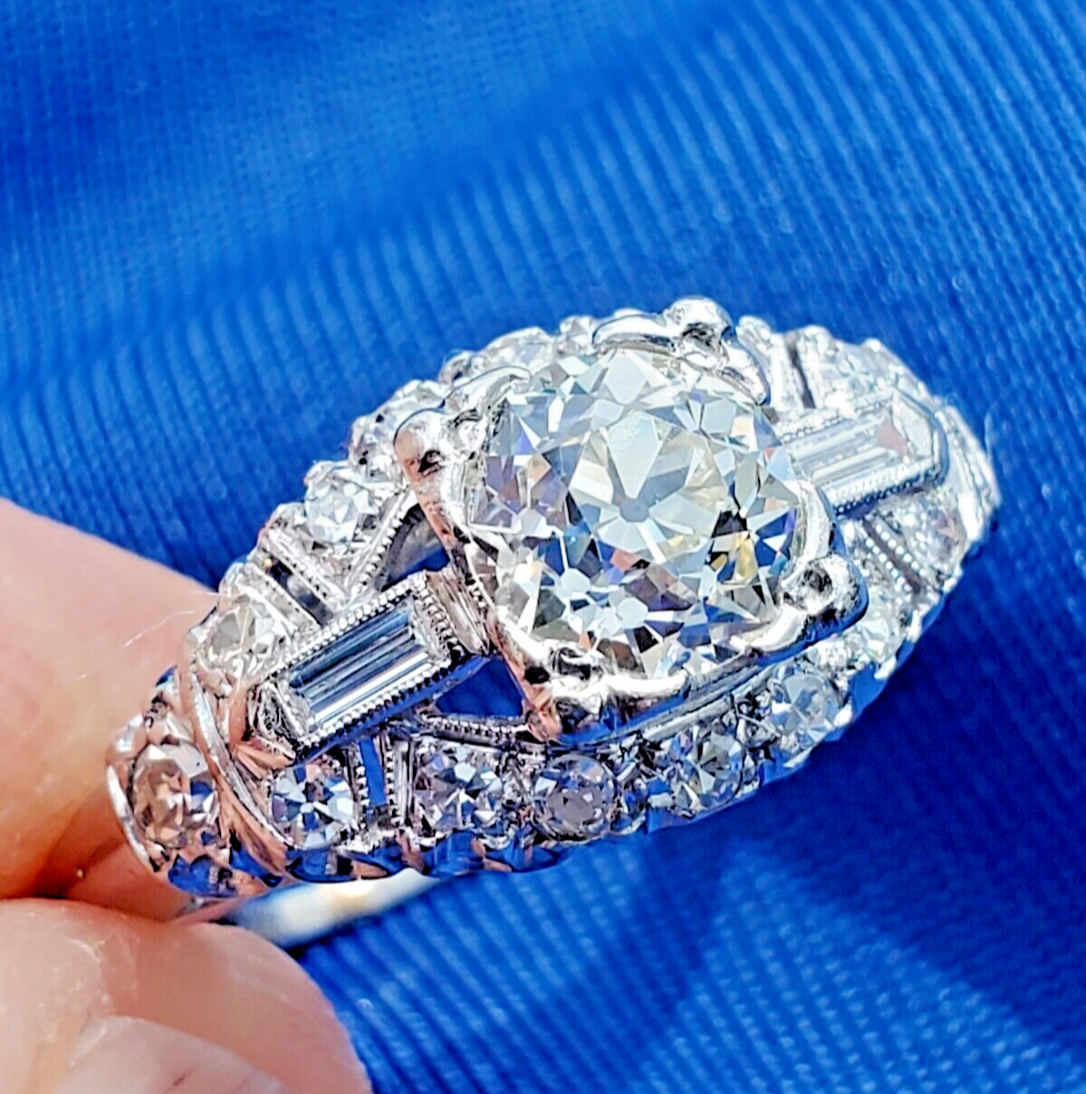 Original EARTH MINED DIAMOND Art Deco Engagement Ring Antique PLATINUM Solitaire