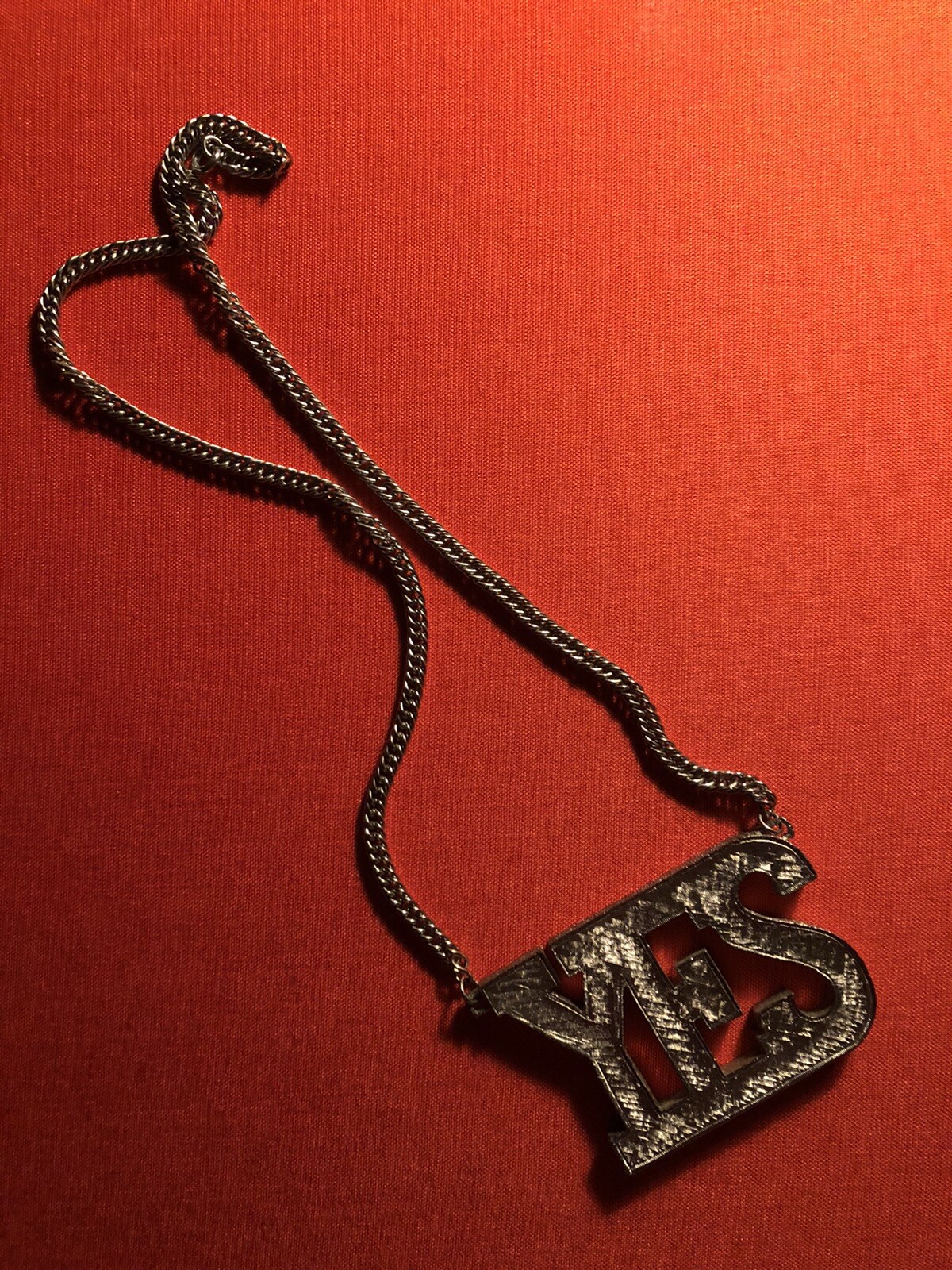 Vintage Bling “YES” Pendant 70’s Disco Affirmation Silver Tone Base Metal
