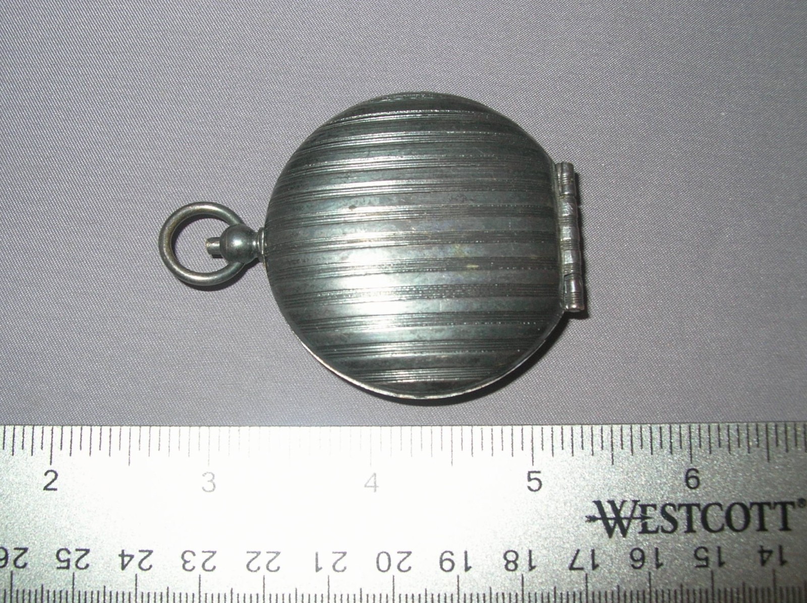 Antique Edwardian Deco Gunmetal Gun Metal Compact Chatelaine Pendant