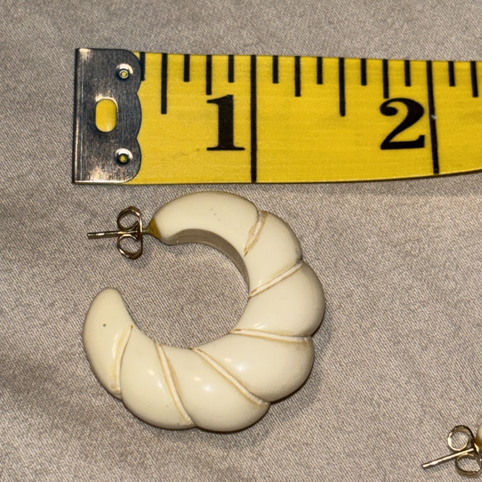 BONE OR CELLULOID HALF HOOP THICK EARRINGS