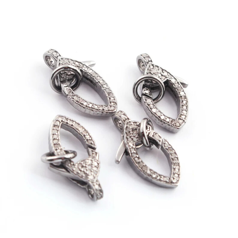 1 Pc Pave Diamond Lobster Claps, 21mmx11mm Lobster Claps, Both Side Pave Diamond