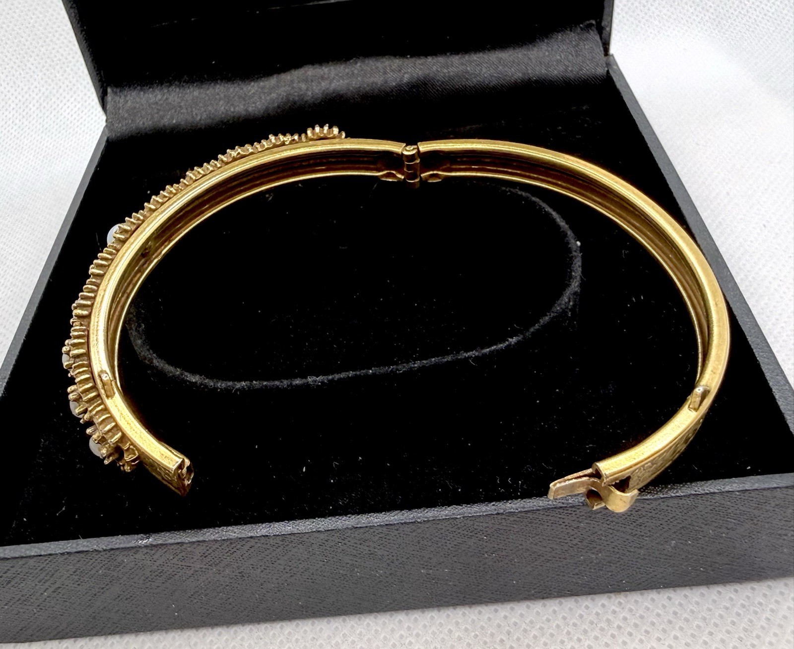 Gold Plated Victorian Bangle Bracelet Opals 6.75