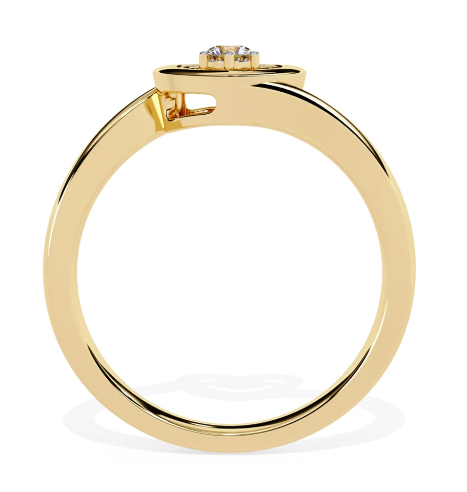 Round Cut 0.10CT White Moissanite Heart Shape Engagement Ring 10K Yellow Gold FN