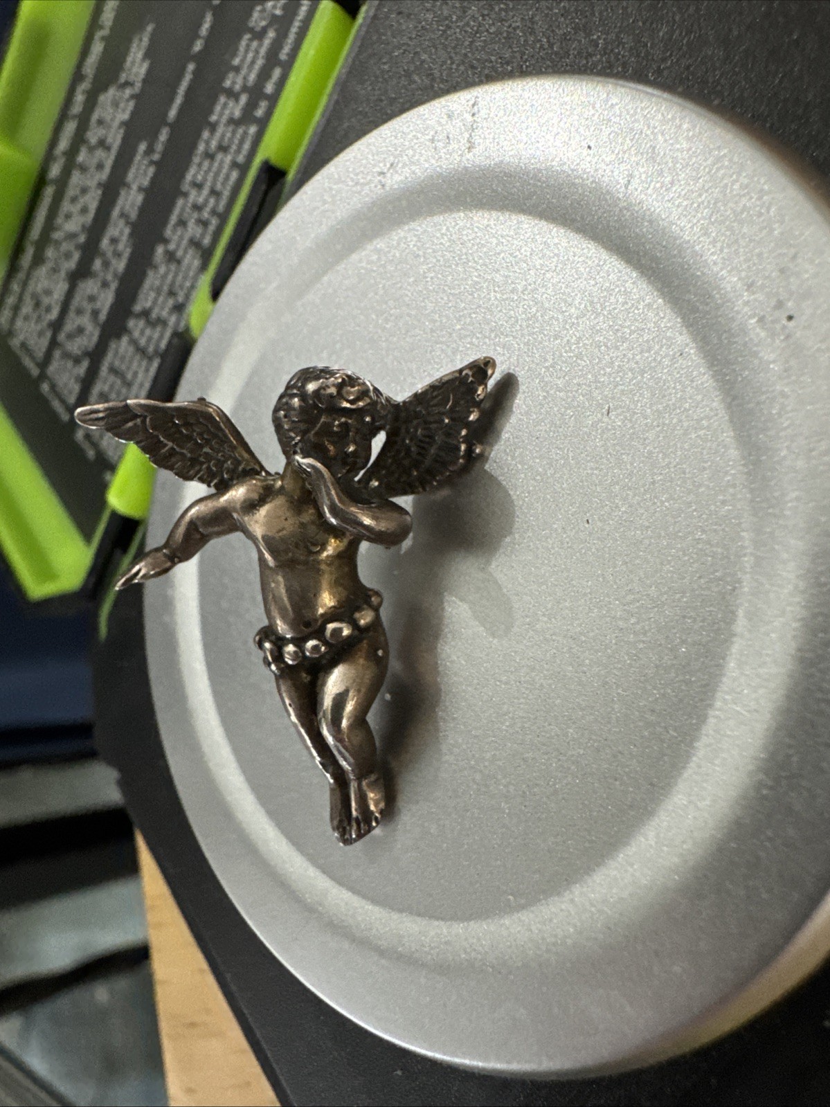 Sterling Silver Cherub Guardian Angel Pin 5.2 Grams Vtg