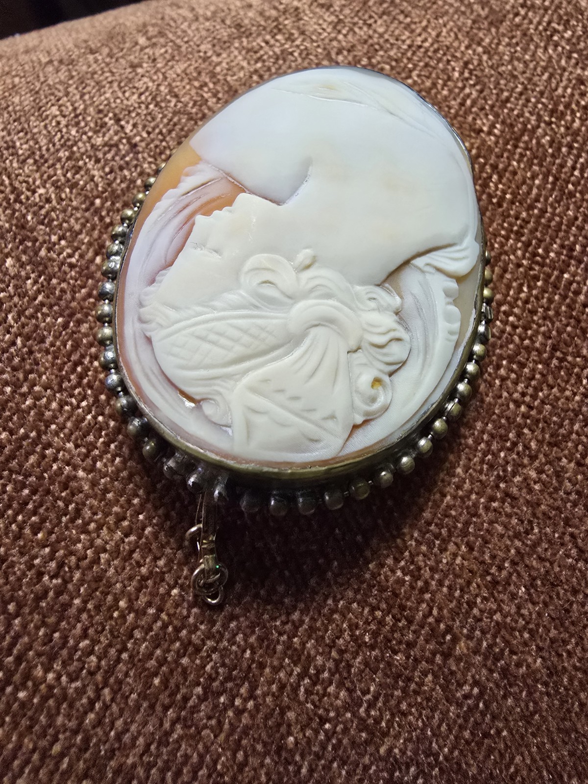 Vintage Shell Cameo Brooch Pendant