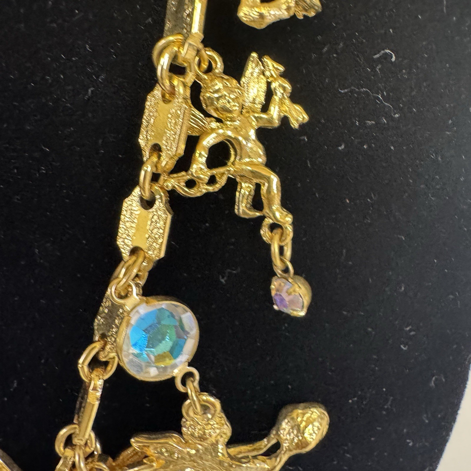 Vintage Kirks Folly Signed Secrets of the Seven Angels Charms w/Rings Necklace