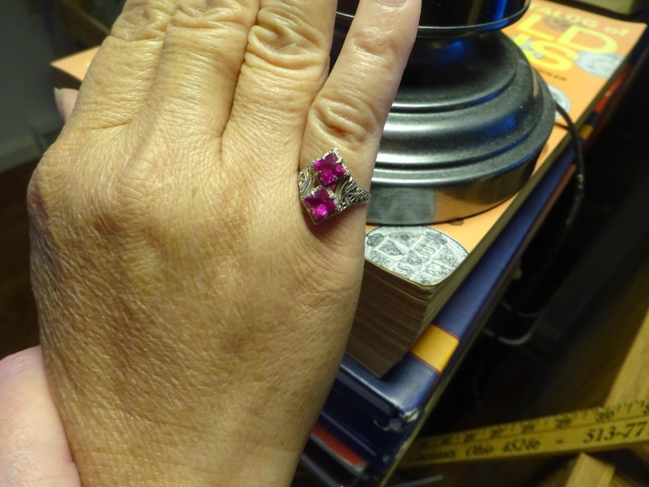 TITANIC C1900 10k Gold Gemstone Filigree Ring RARE Maltese Cross OSTBY BARTON