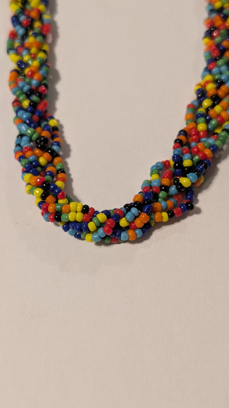 Vintage Multicolor Braided Seed Bead Necklace Women’s Jewelry 18 Inch