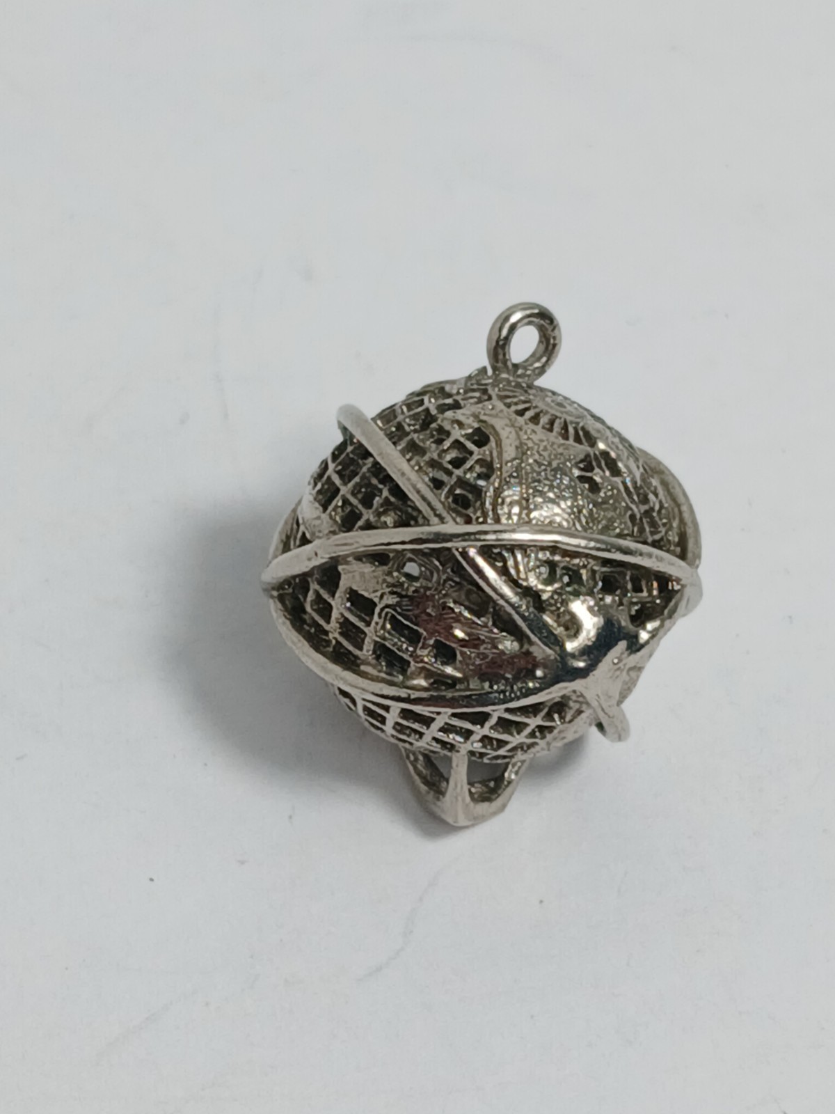 Vintage 925 Sterling Silver Around The World Globe Earth Travel Bracelet Charm