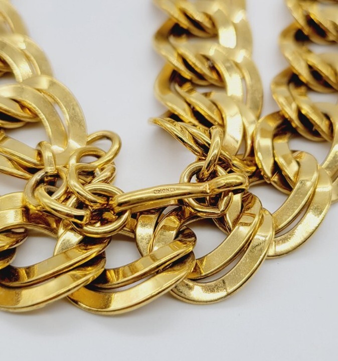 Napier Vintage High Powered Gold Tone DOUBLE Link Heavy Necklace 21 in Signed