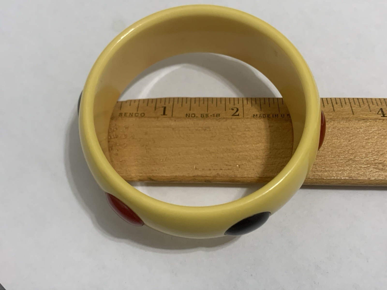 Rare Vintage Raised Red & Black Polka Dot Bakelite Bangle Bracelet Beautiful WoW
