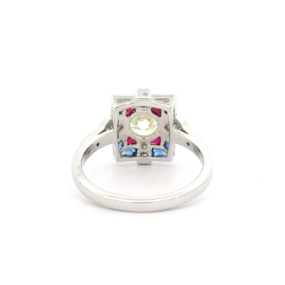 3Ct Art Deco Style Lab Created Diamond Engagement Wedding 14K White Gold FN Ring