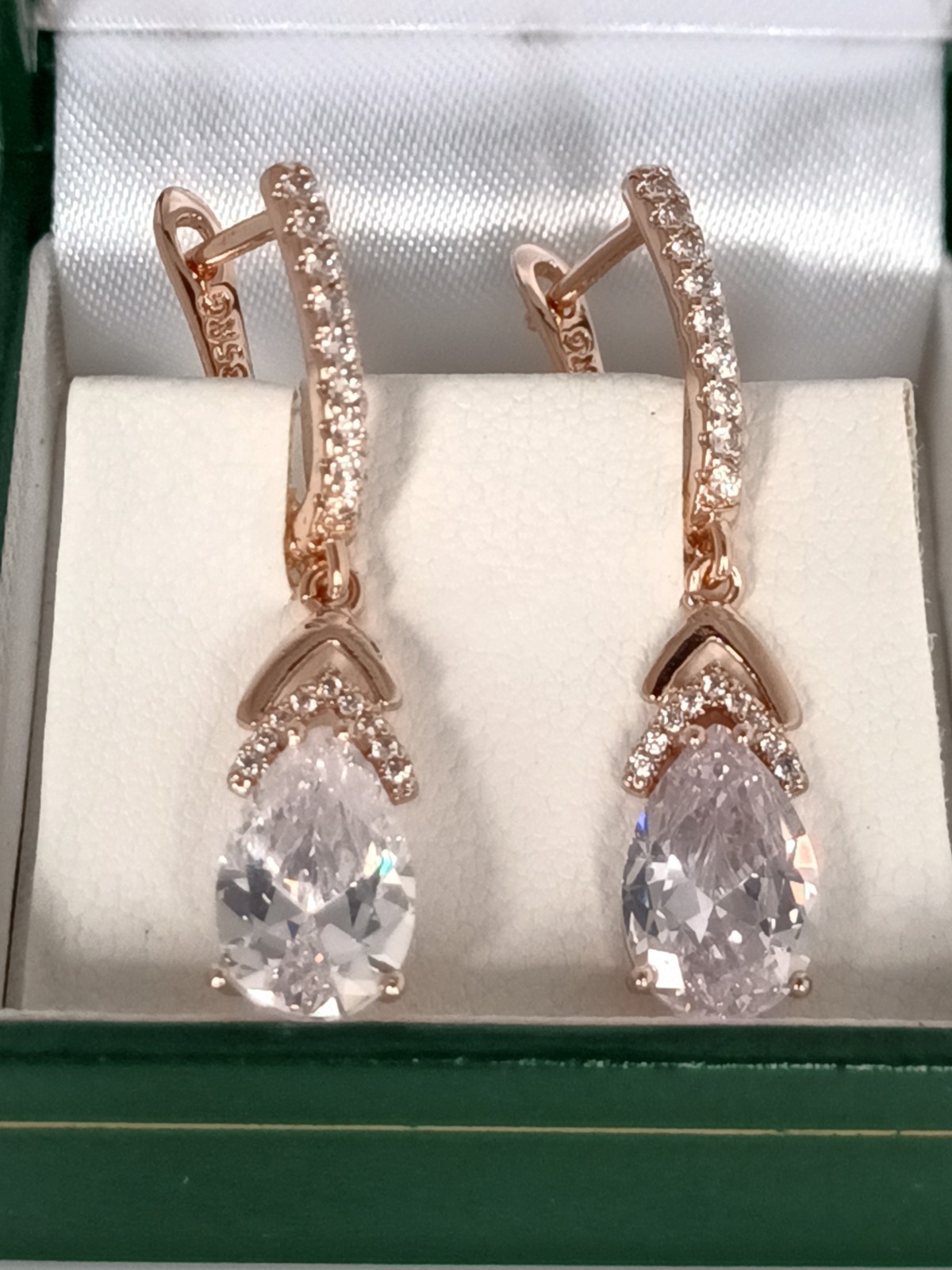 Vintage 1990-s 14 Ct Rolled Gold Zircons Earrings-Hallmarked 585 RG