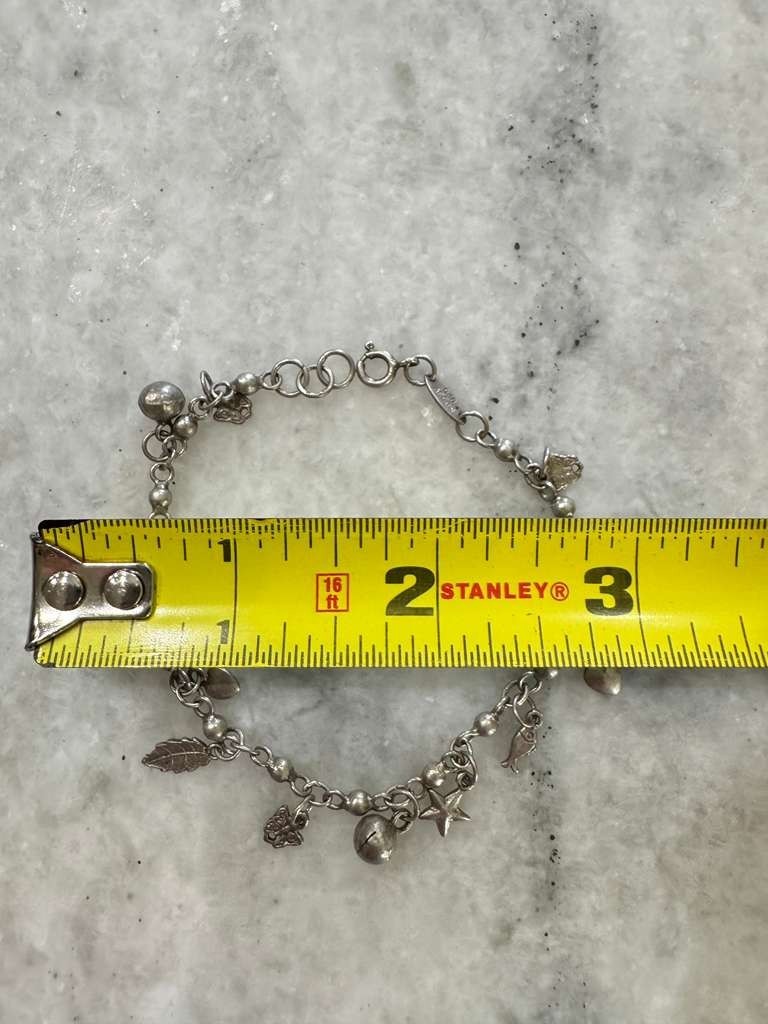 Antique Sterling Silver 925 Charm Bracelet Vintage Classic Chain MD53V