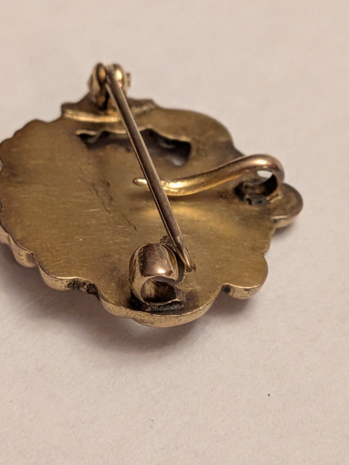 antique art nouveau 12k Yellow Gold Diamond Pin Pendant Goddess Of Spring 3.22g