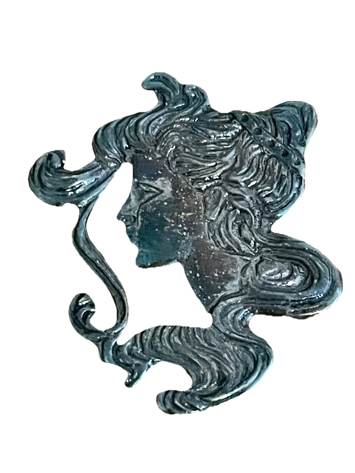 Vtg Art Nouveau 925 Sterling Woman’s Head Brooch/Pin See Pics Marked on Back