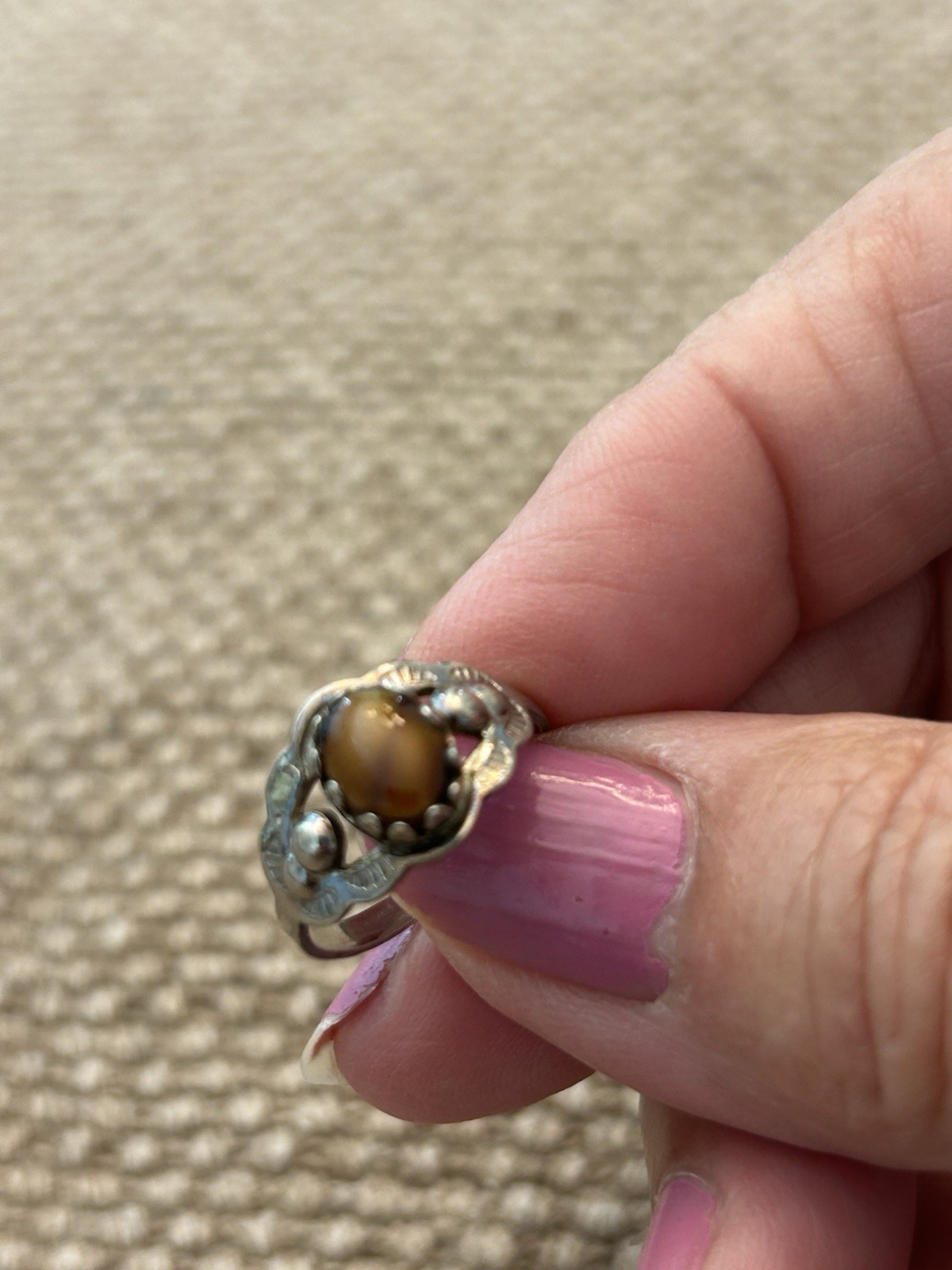Tiger Eye Gemstone Ring Sterling Silver Ring~Designer Sz 6 Jewelry-Gift For Her