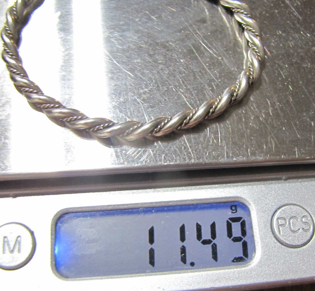 Vintage Sterling Silver Twist Rope Cuff Bracelet Minimalist Southwest Stackable