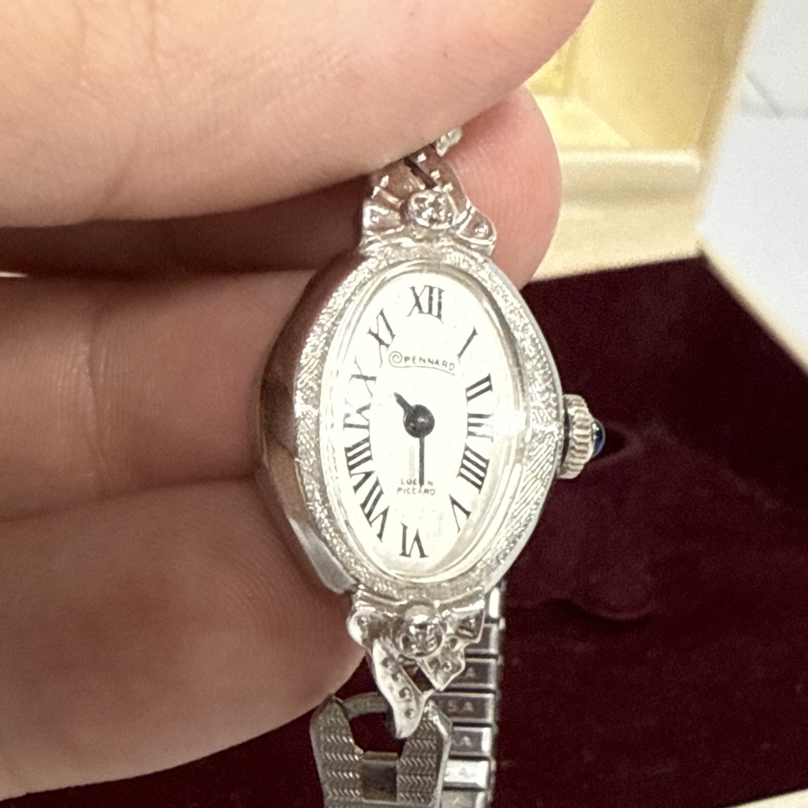 Lucien Piccard Pennard Genuine Diamond Watch Crown Sapphire Wind-up With Box