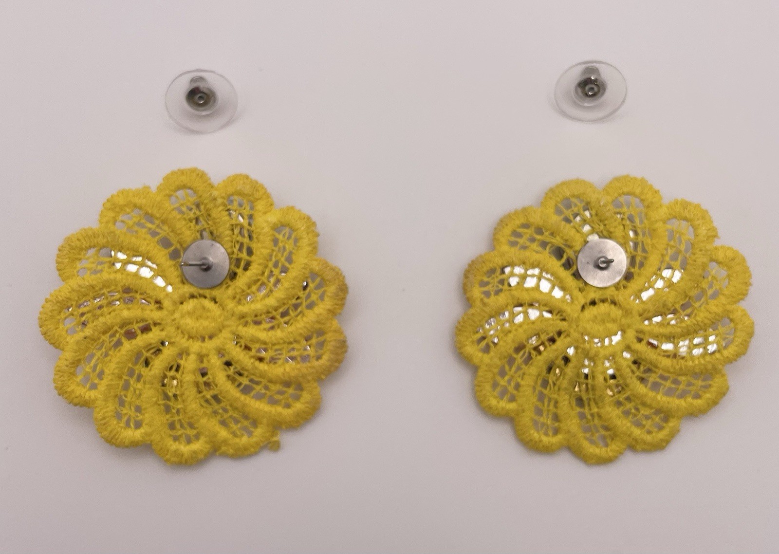 Vintage Handmade Tropical Yellow Multicolor Rhinestone Statement Earrings