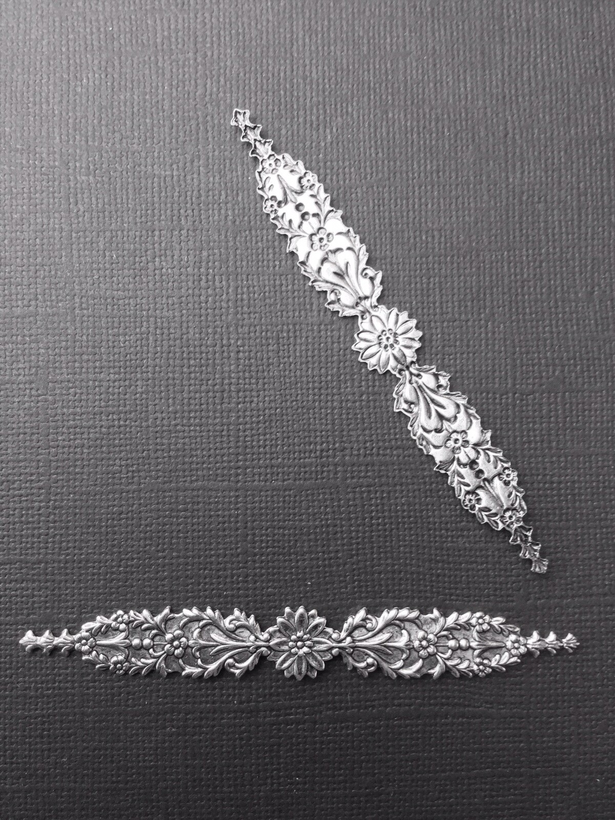 13234 Matte Silver Oxidized Victorian Swag Ornament Brass Jewelry Finding