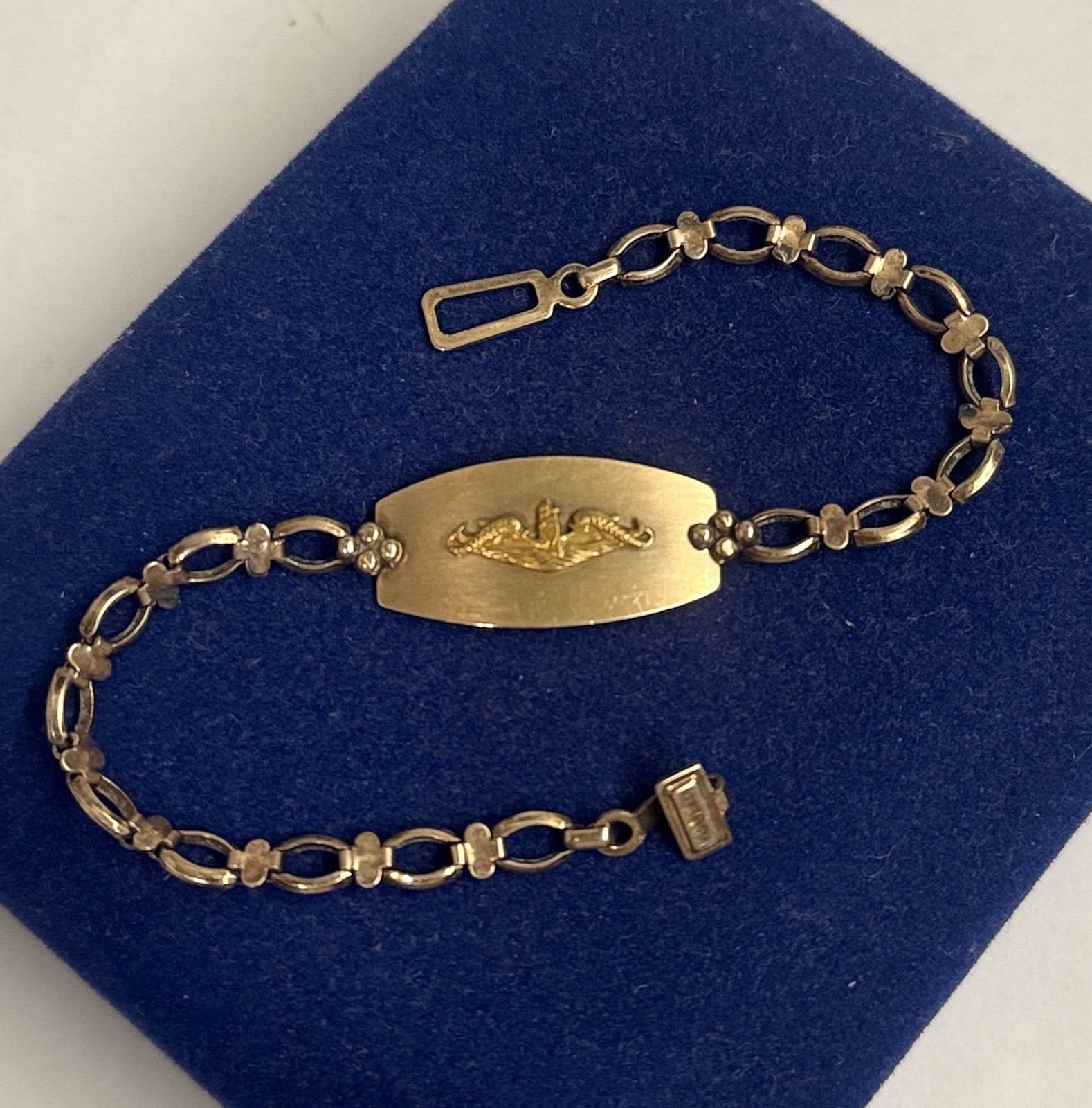 RARE! GOLD FILLED WWII US Navy Officer Submarine Deep Wave Dolphin Gf bracelet