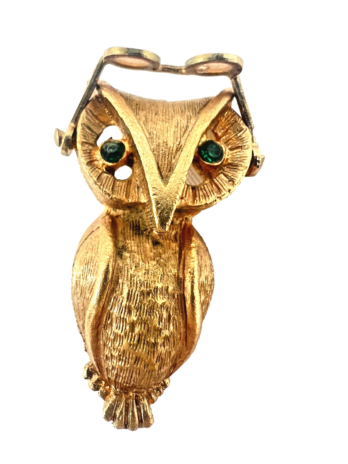 Vintage Owl Brooch Pin HTF Glasses Move Up Down Unique Beautiful Rhinestone Eyes