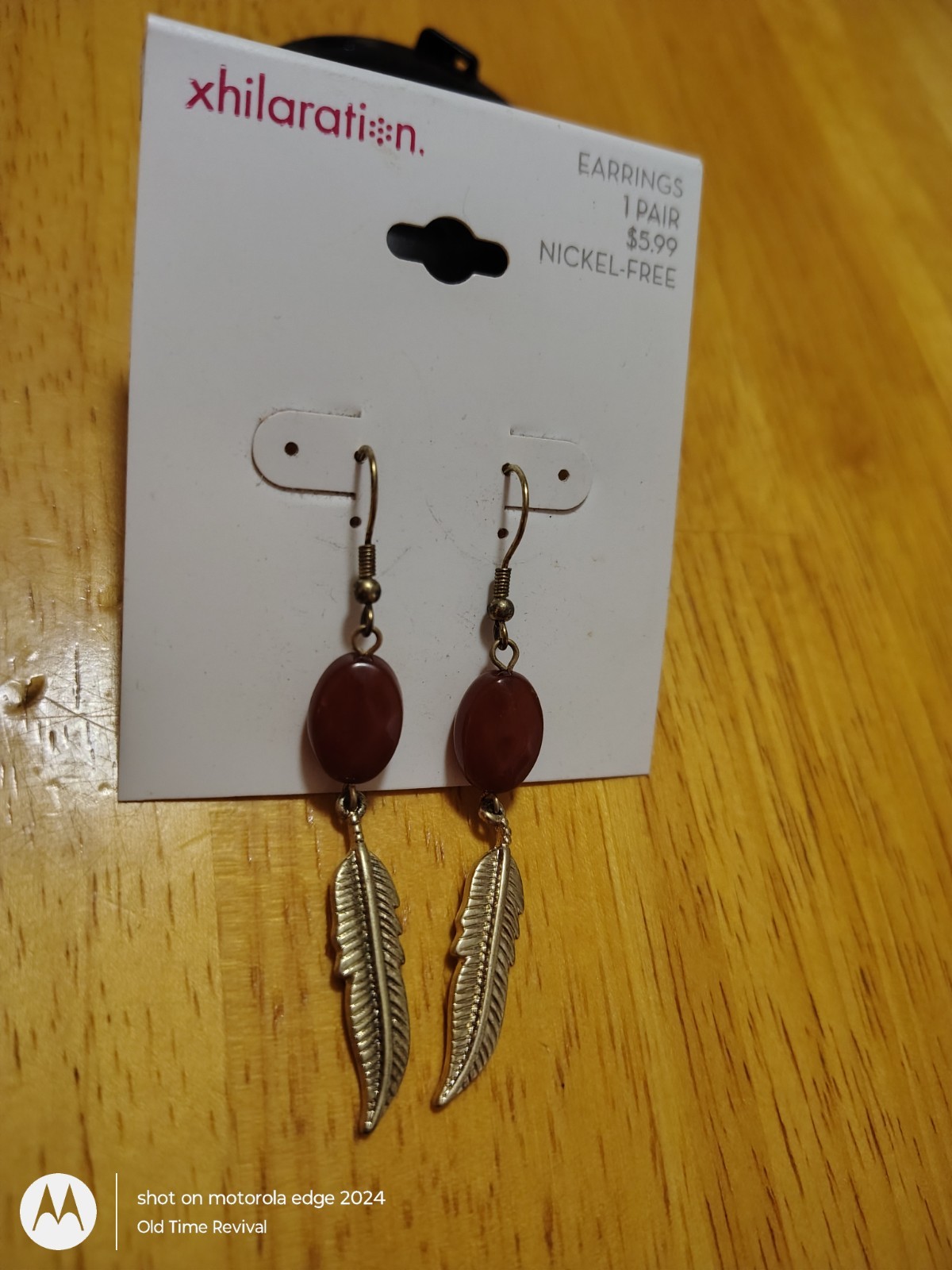 Xhilaration Feather Bead Dangle VTG Earrings Nickel Free NOS New Old Stock Boho