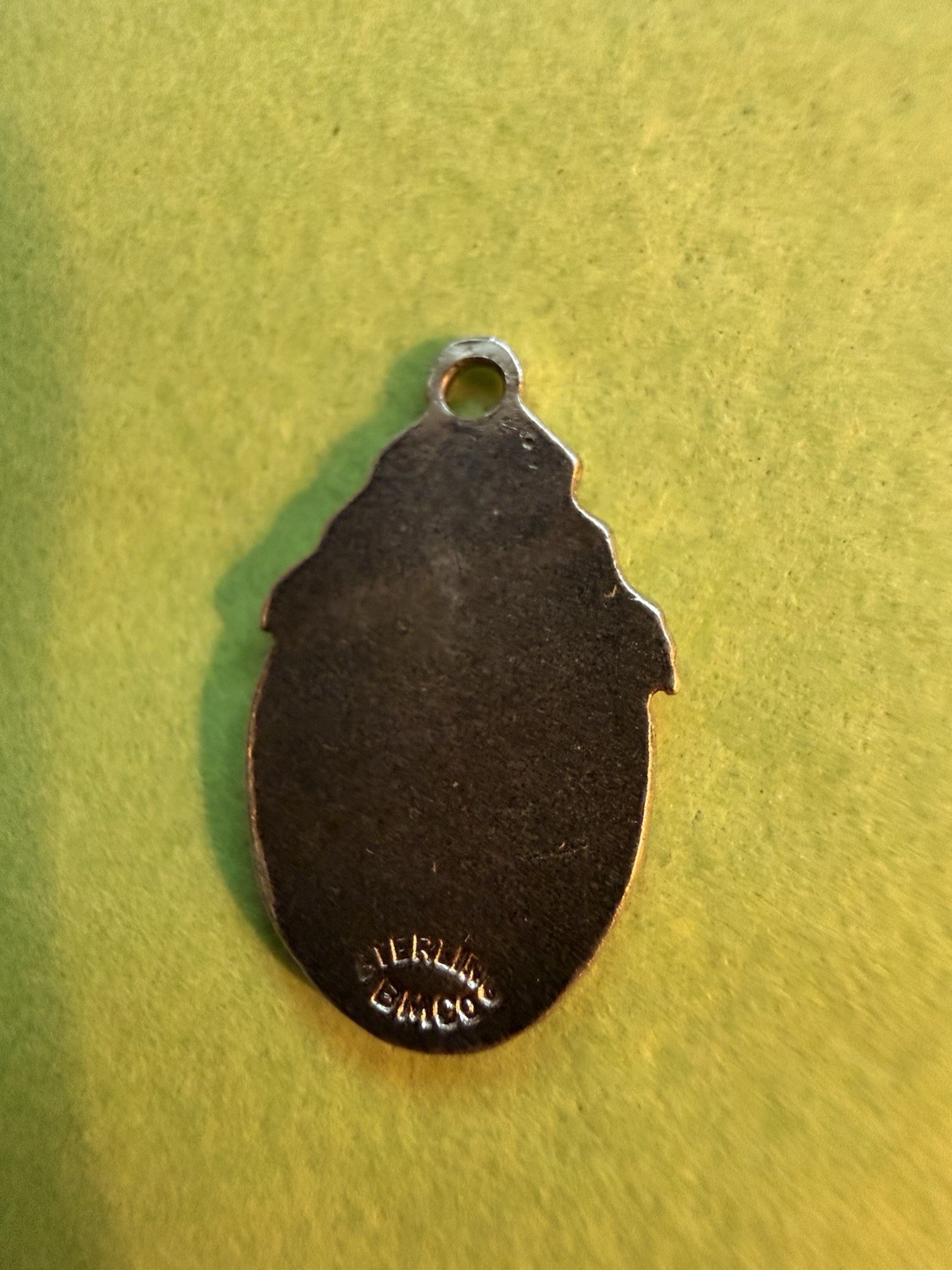 Vintage Sterling Silver Green White Enamel Three Leaf Clover Charm Pendant