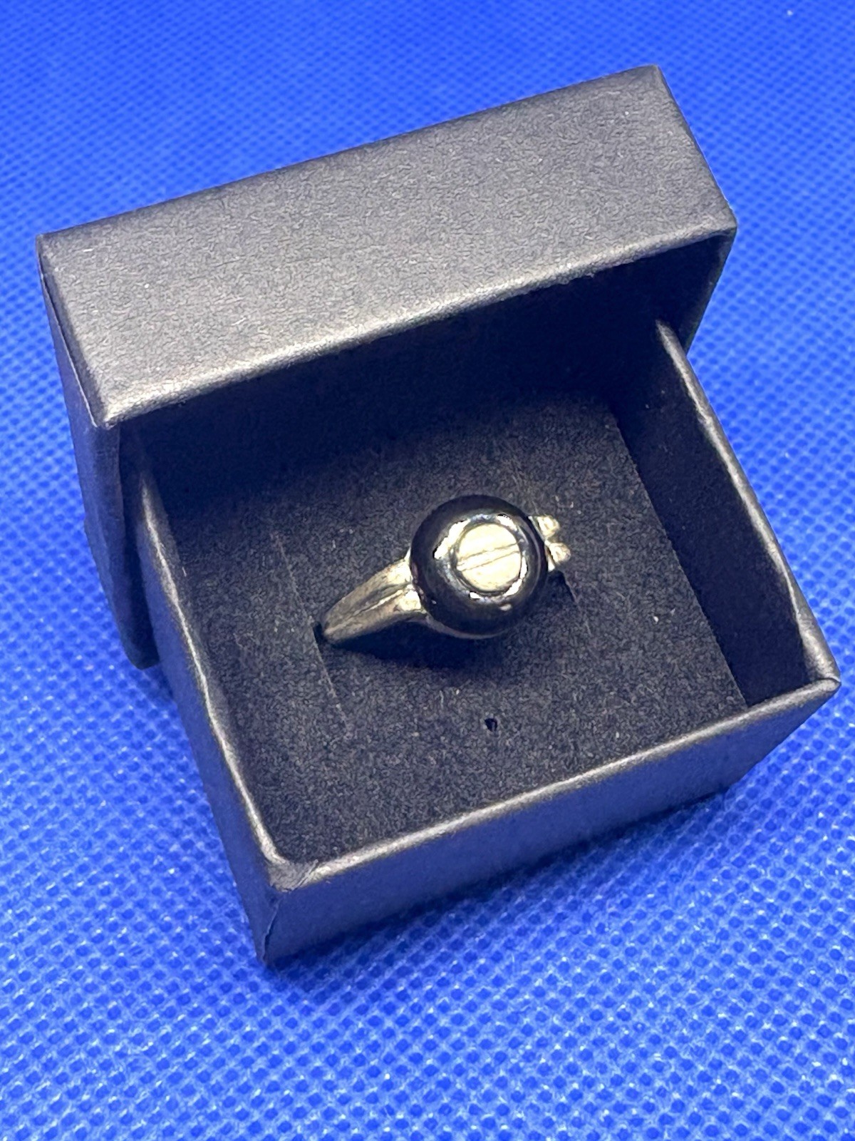 A18 Unique Adjustable 835 Silver Ring Size 7 est 1950s Black Onyx (925) Germany