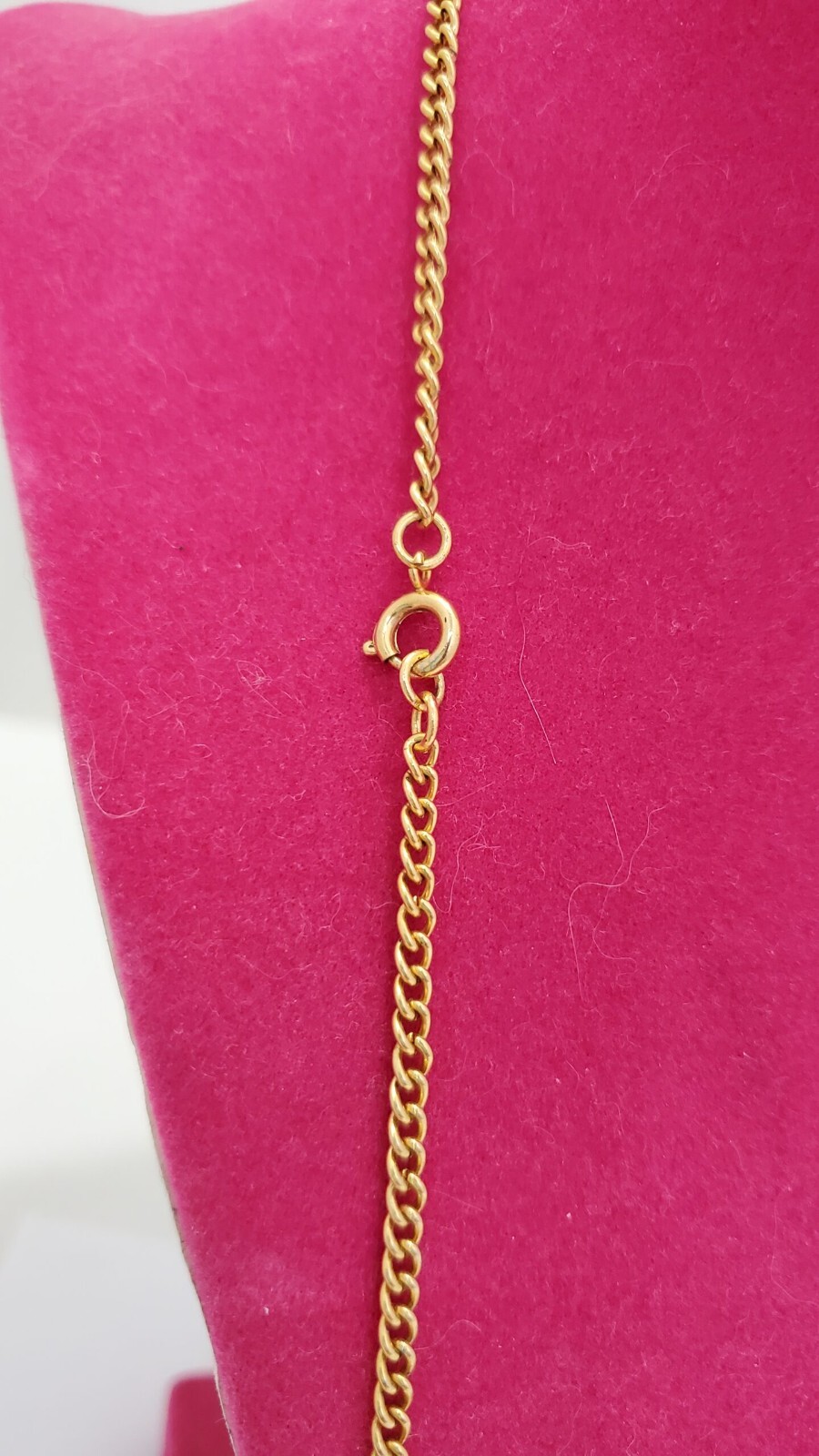 Long Golden Ring Pendant Necklace 1990s Retro Vintage Trendy