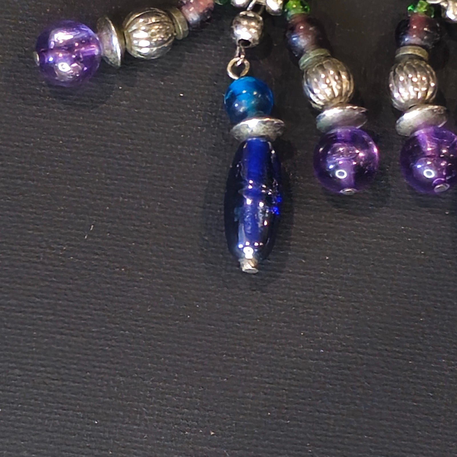 VTG Boho Sunburst Clip‑On Earrings Mixed Glass Metal Beads