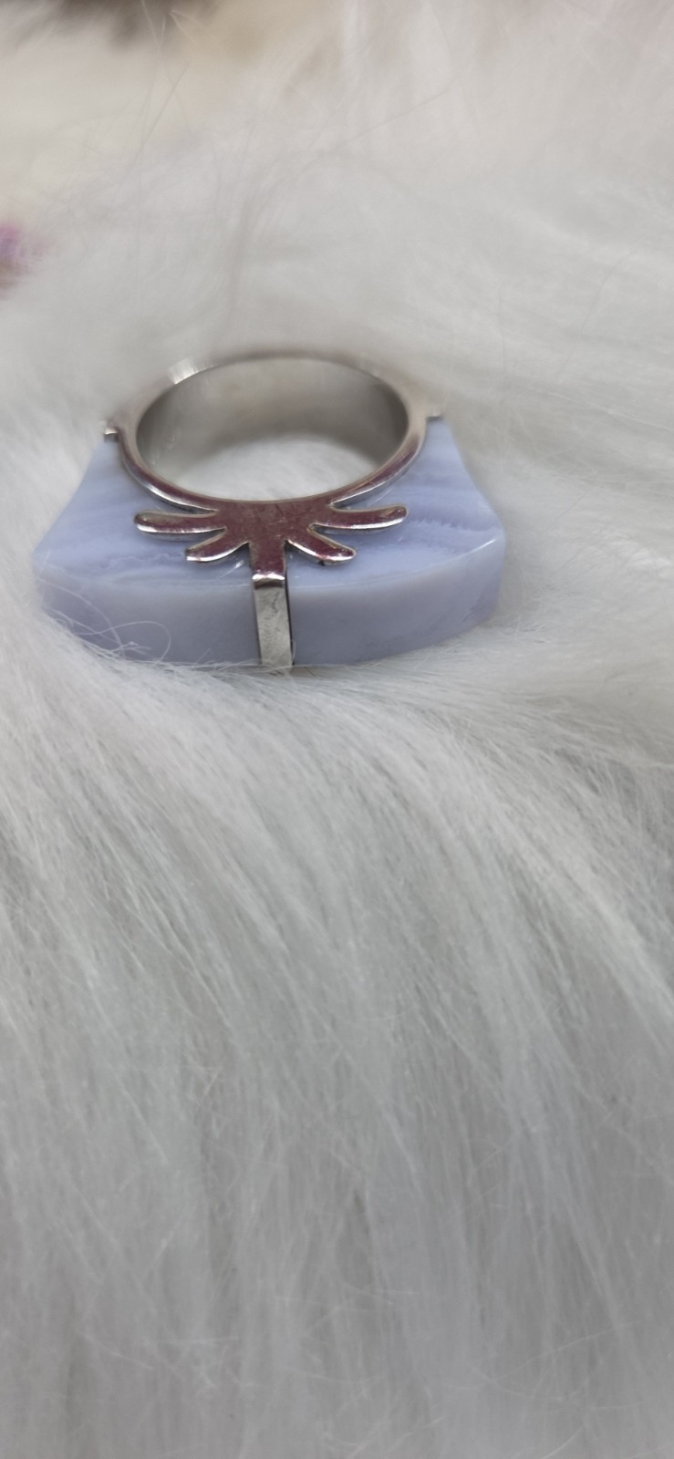 Vintage Silver Palm Style Jade Ring, Size 8