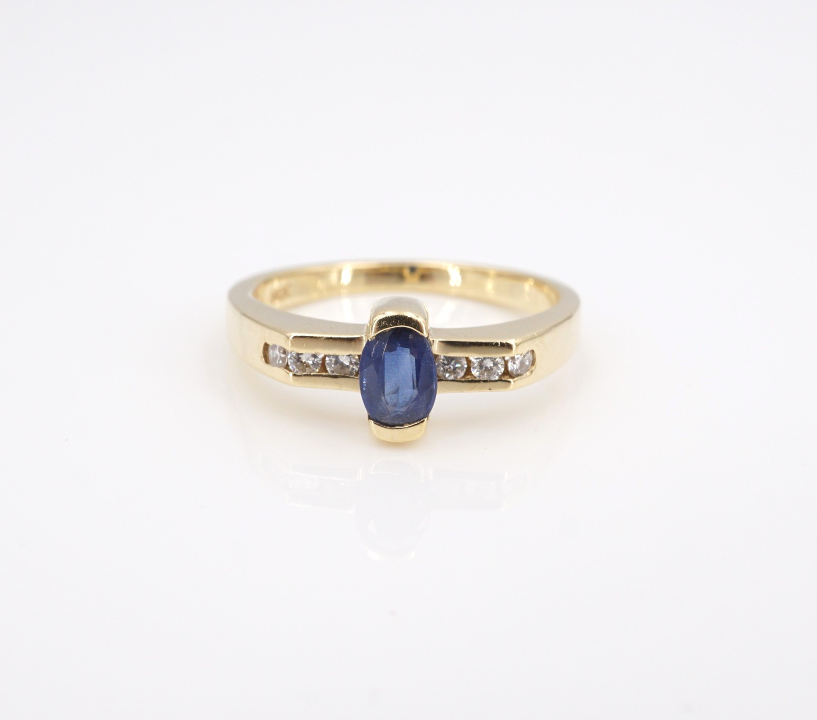 Vintage 14k Sapphire Diamond Cocktail Ring Yellow Gold Natural Size 6.25 RG5345