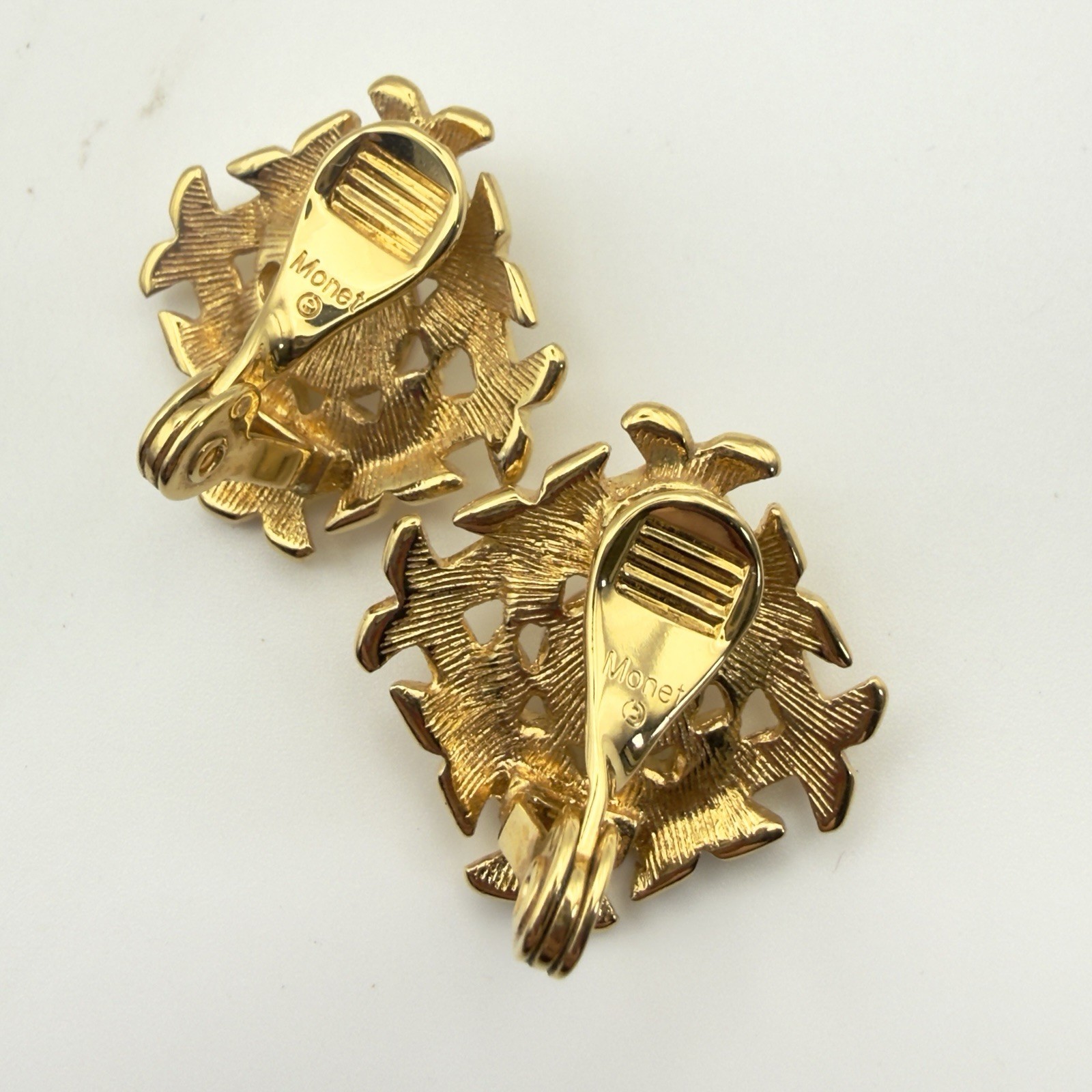 Vintage Gold Tone Earrings Lot Monet Sarah Coventry Pearl Snowman Clip On 4 Sets
