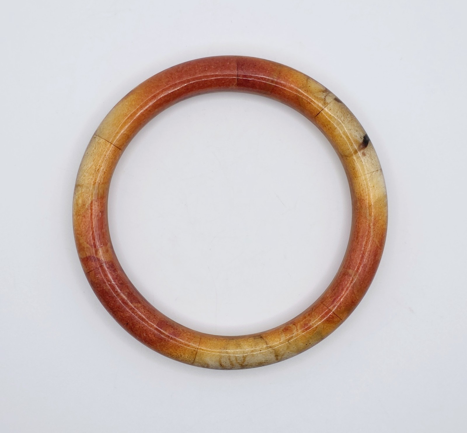 Vintage Natural Apple Sponge Coral Segment Bangle Bracelet Orange Red