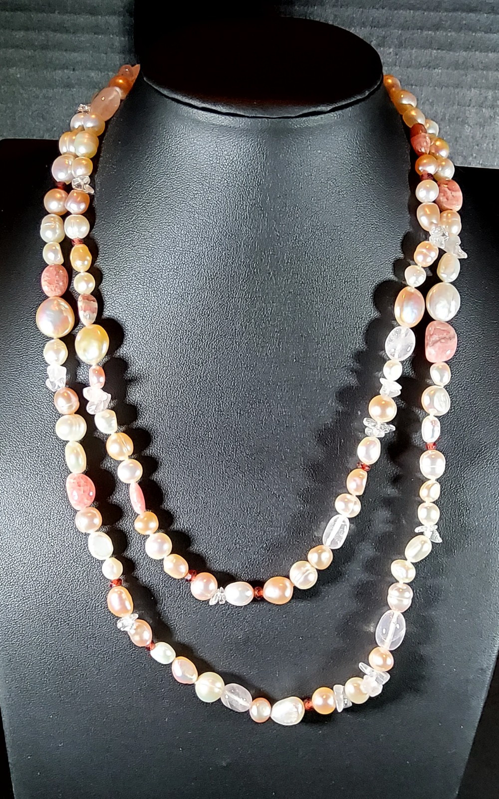 Vtg Honra Cultured Pastel Pearls And A Mixture Of Other Gemstones 925 40″