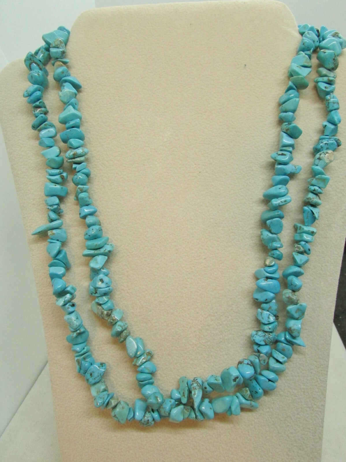 VINTAGE SOUTHWEST N A 2 STRAND TURQUOISE NUGGET NECKLACE–PRICE REDUCED—