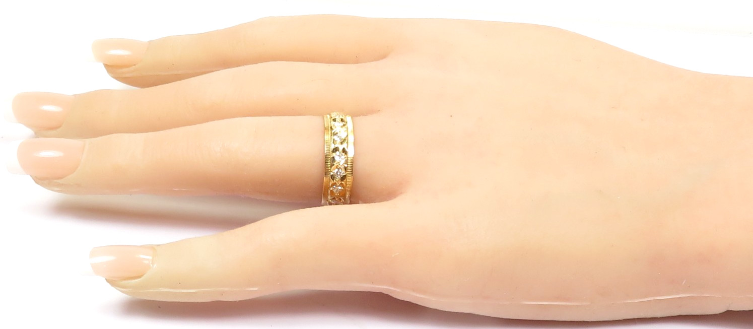 Antique 1920’s Diamond Eternity Wedding Band 14KY Ring Sz 6 UK-L1/2 6MM EGL USA