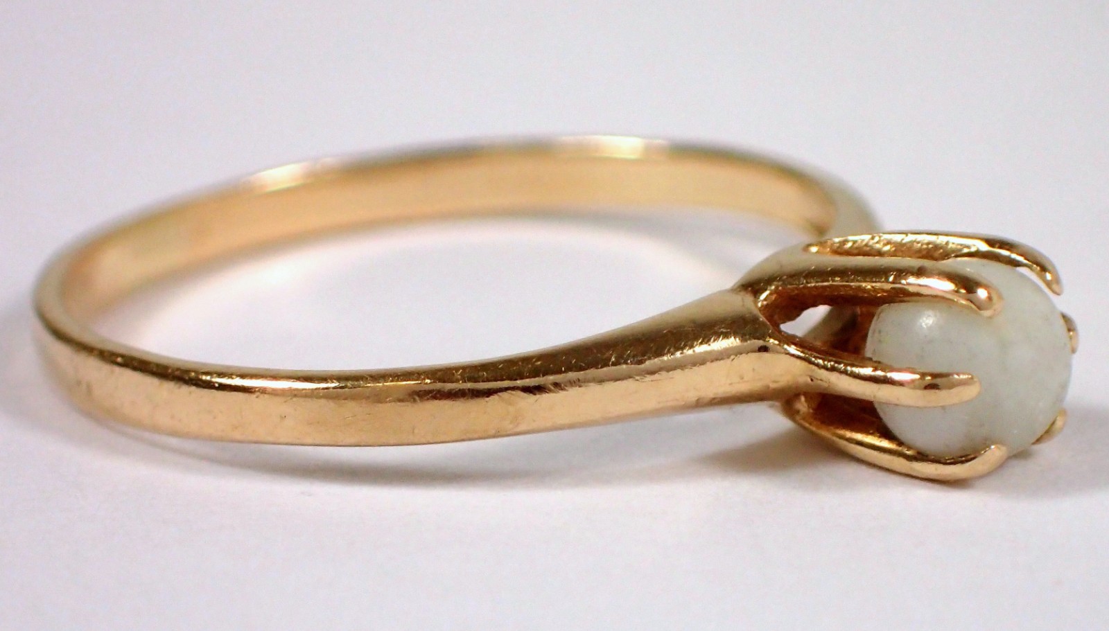 Antique Victorian 1.1g SOLID 10k Yellow Gold Prong Set White Stone Ring Sz 5.5