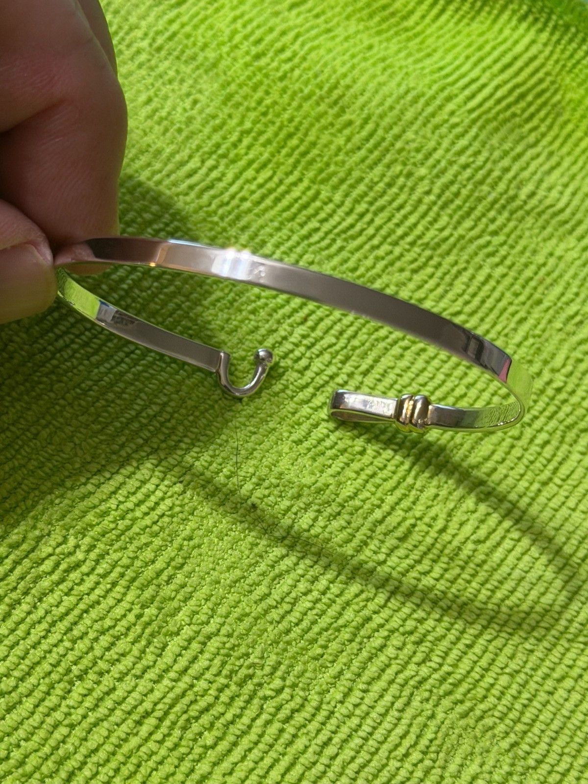 925 Sterling Silver Hook and Eye Bangle Bracelet Cape Cod Style Loop Cuff 9g
