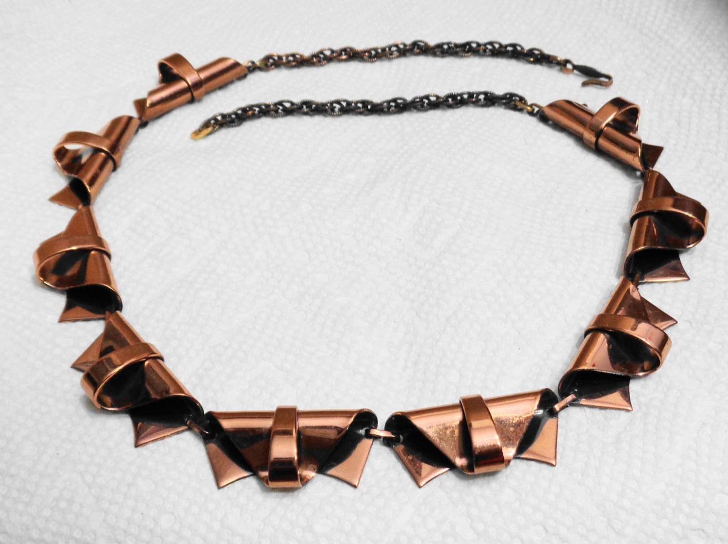 21 inch (adj) Vintage Solid Copper Renoir Folded Triangle Necklace 5/8″ 63.8 gm