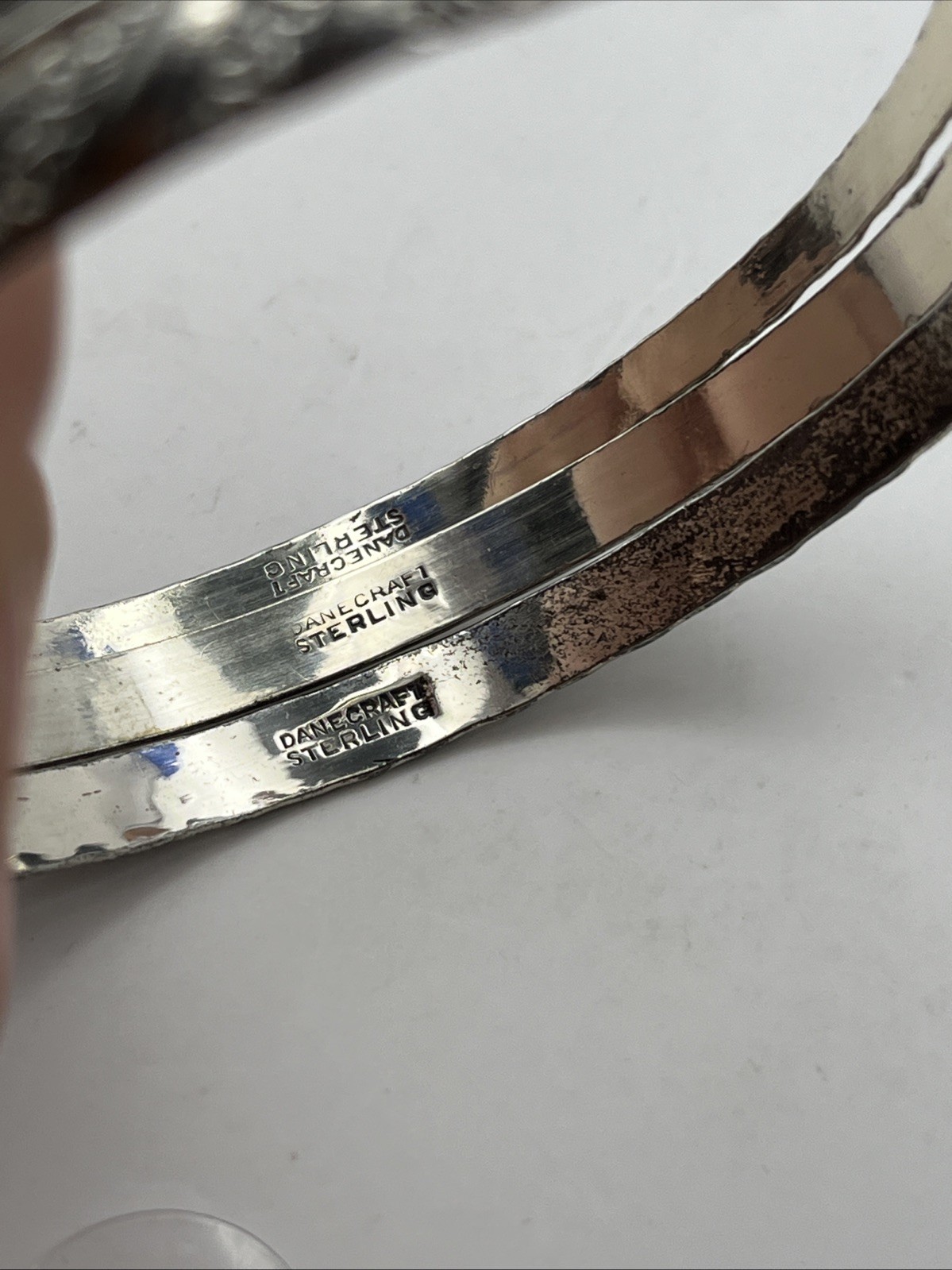 3 Vintage DANECRAFT Sterling Silver Bangle Bracelets -2.5″ Diam 34.1 Grams