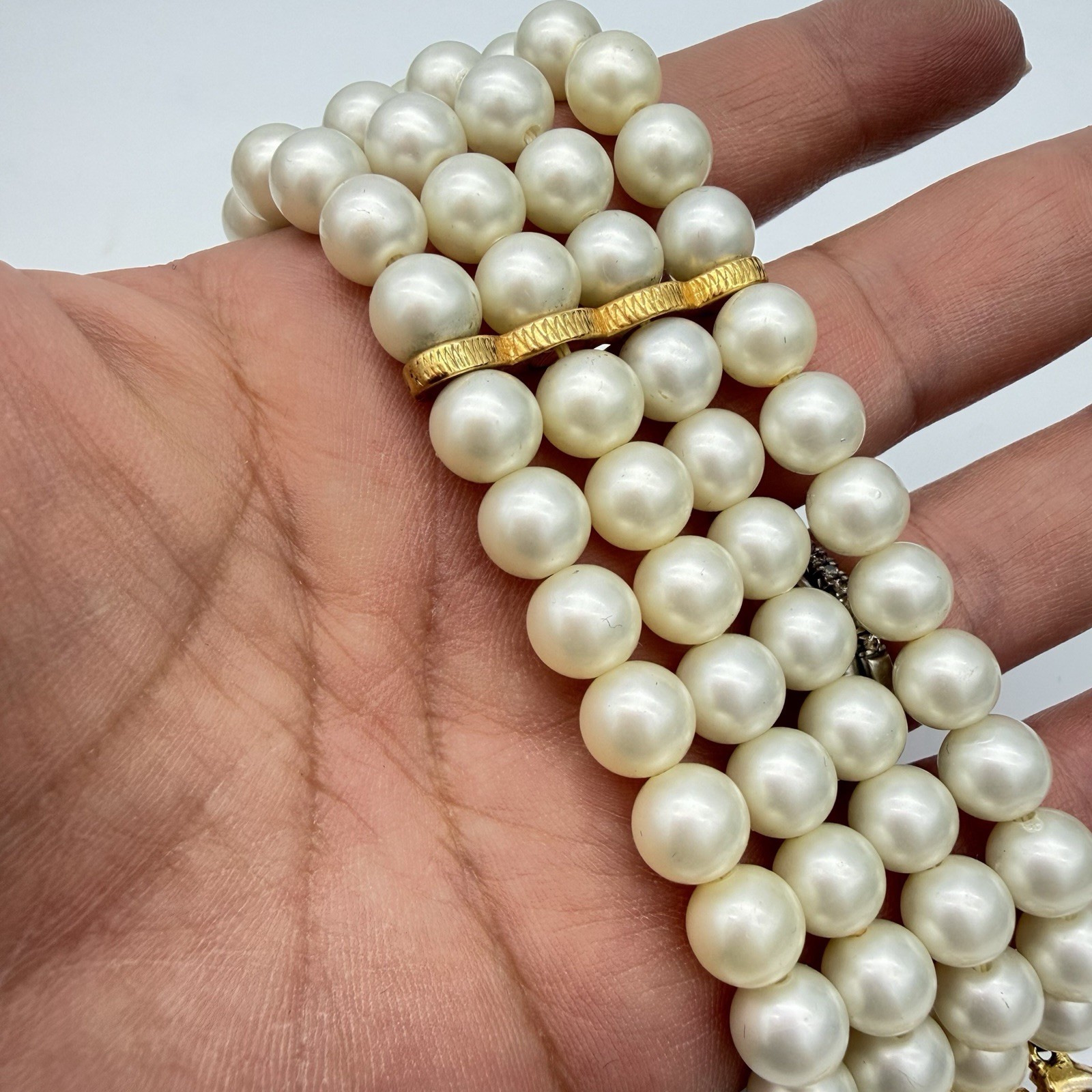 VTG SCHIAPARELLI Signed Bracelet Opaline Pink AB Faux Pearl Statement Rare