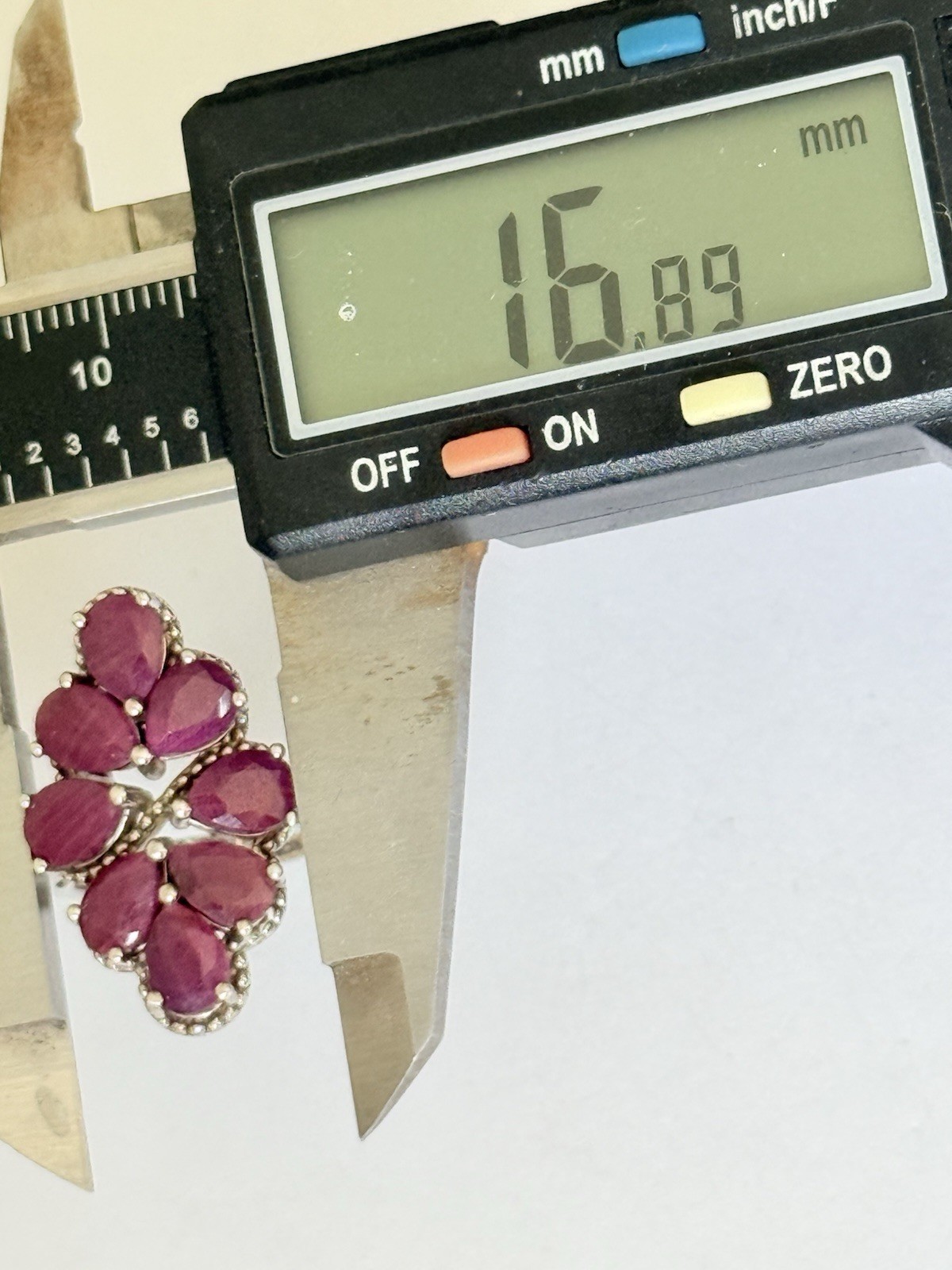 Vintage Designer Sterling Silver 925 Ruby Cluster Cocktail Ring Size 6